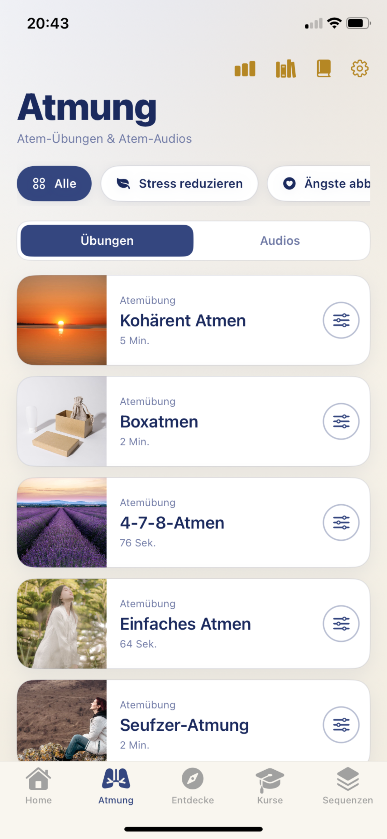 Atemübungen in 8Breath
